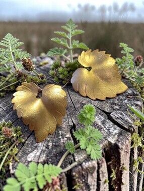Vintage Matte Gold Leaf Post Earrings